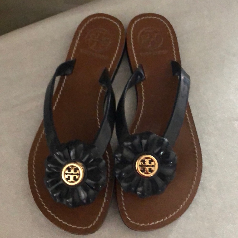 Tory Burch flower flip flops